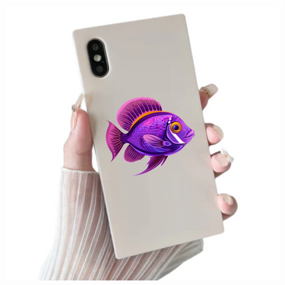 Purple Tropical Fish Illustration Vinyl Sticker Decal