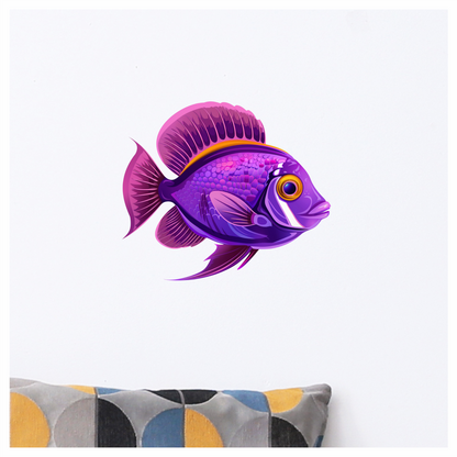 Purple Tropical Fish Illustration Vinyl Sticker Decal