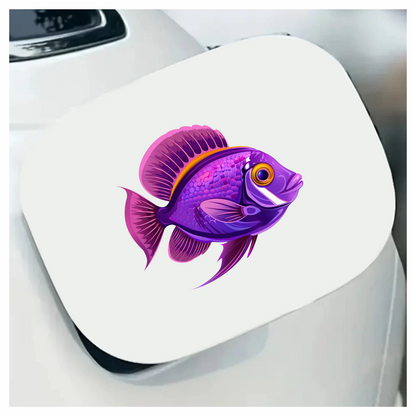 Purple Tropical Fish Illustration Vinyl Sticker Decal