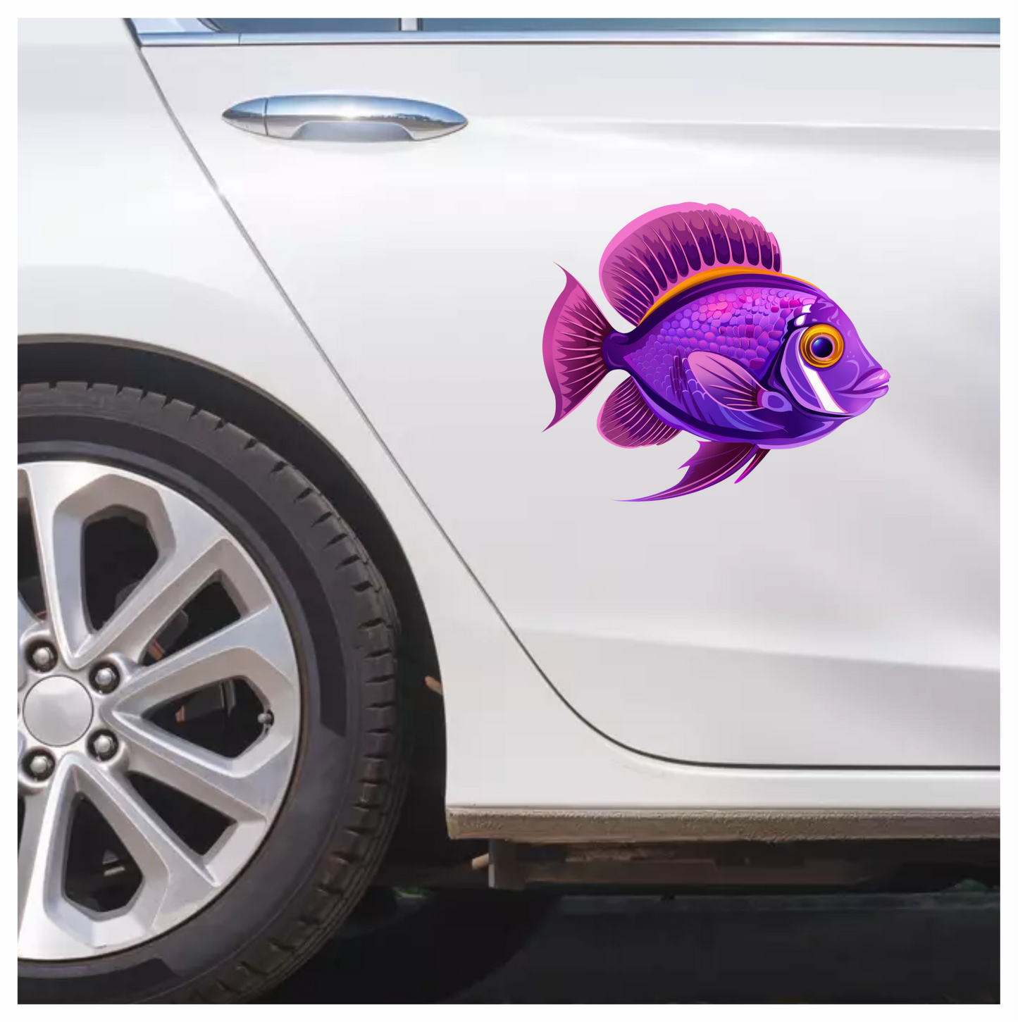 Purple Tropical Fish Illustration Vinyl Sticker Decal