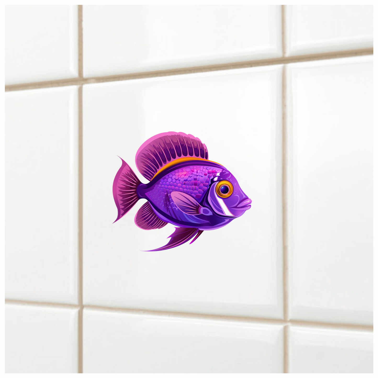 Purple Tropical Fish Illustration Vinyl Sticker Decal