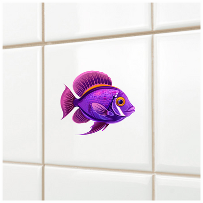 Purple Tropical Fish Illustration Vinyl Sticker Decal