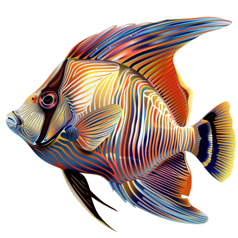 Striped Colorful Tropical Fish Vinyl Sticker Decal