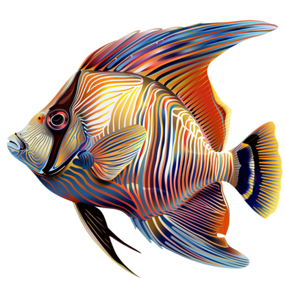 Striped Colorful Tropical Fish Vinyl Sticker Decal