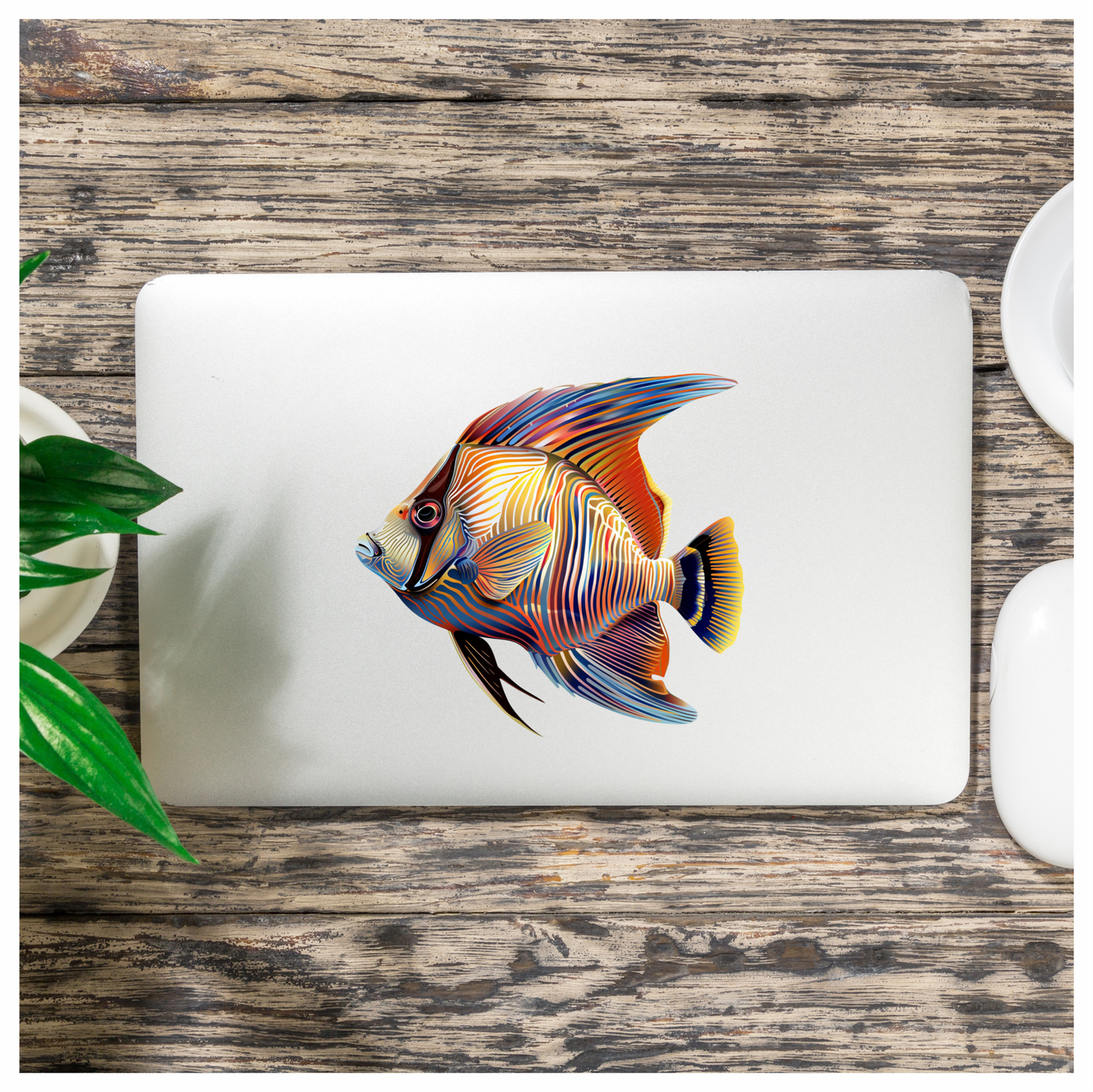 Striped Colorful Tropical Fish Vinyl Sticker Decal