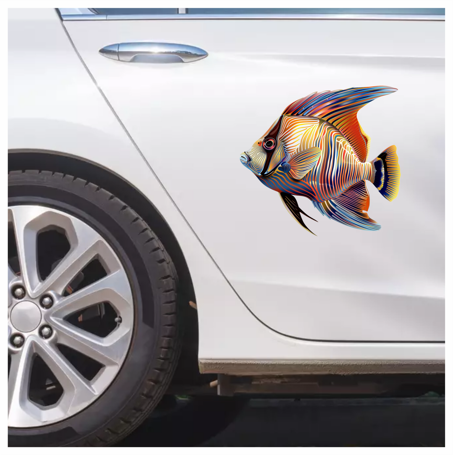 Striped Colorful Tropical Fish Vinyl Sticker Decal