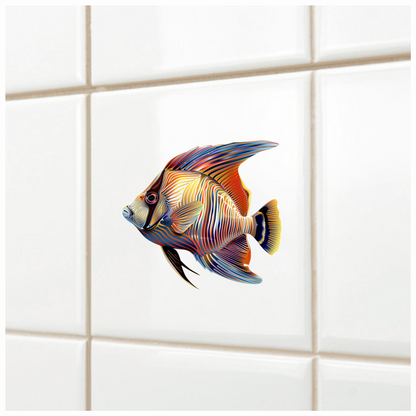 Striped Colorful Tropical Fish Vinyl Sticker Decal