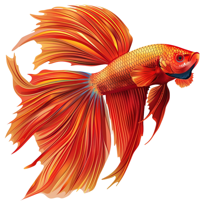 Red Betta Fish Long Fins Vinyl Sticker Decal