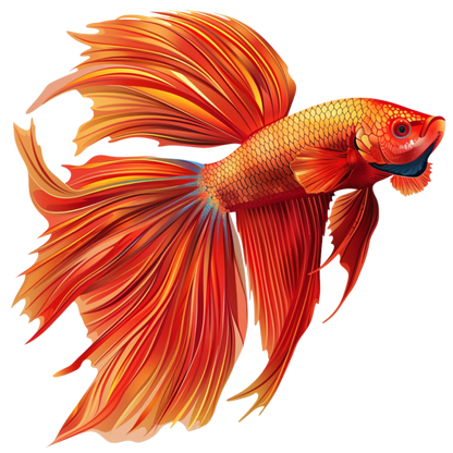 Red Betta Fish Long Fins Vinyl Sticker Decal