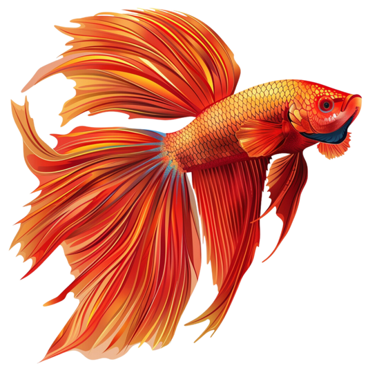 Red Betta Fish Long Fins Vinyl Sticker Decal