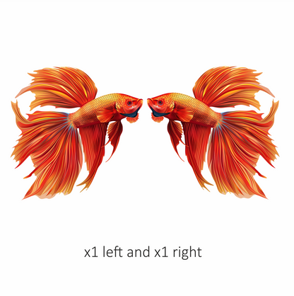Red Betta Fish Long Fins Vinyl Sticker Decal