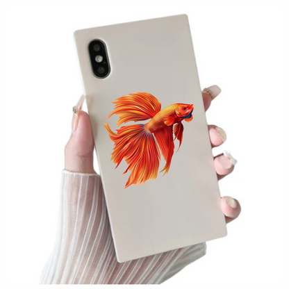 Red Betta Fish Long Fins Vinyl Sticker Decal