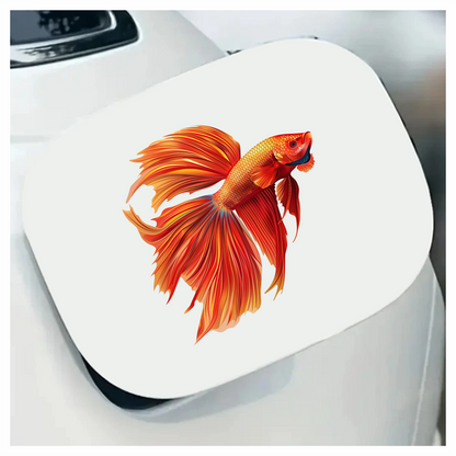 Red Betta Fish Long Fins Vinyl Sticker Decal