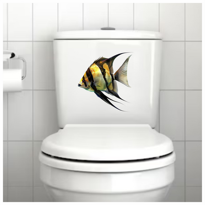 Yellow Fish Freshwater Angelfish Side Vinyl Sticker Decal