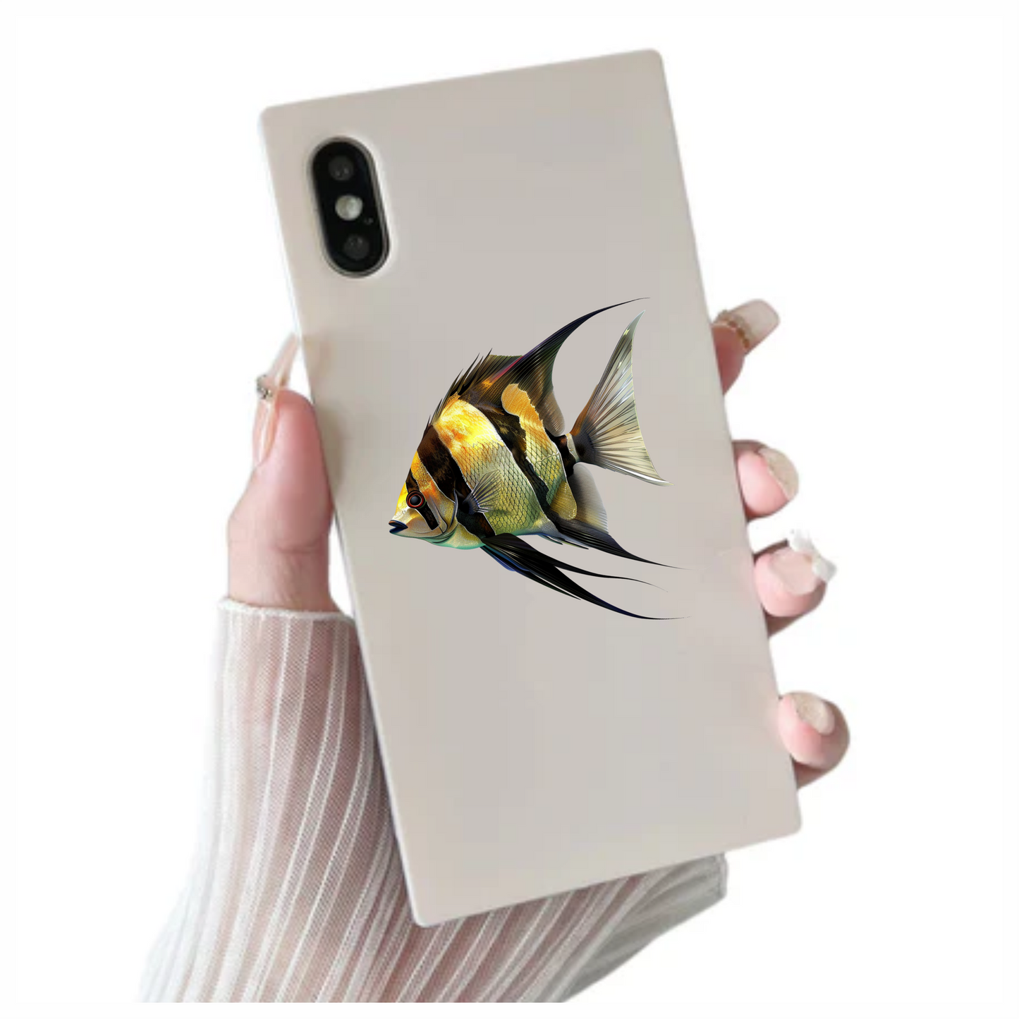 Yellow Fish Freshwater Angelfish Side Vinyl Sticker Decal