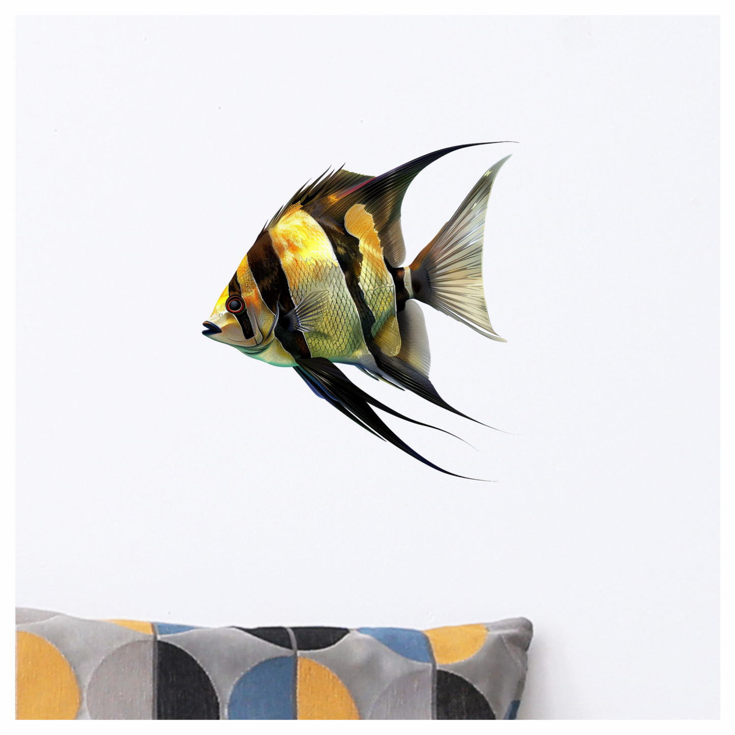 Yellow Fish Freshwater Angelfish Side Vinyl Sticker Decal
