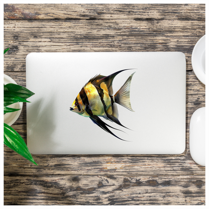 Yellow Fish Freshwater Angelfish Side Vinyl Sticker Decal