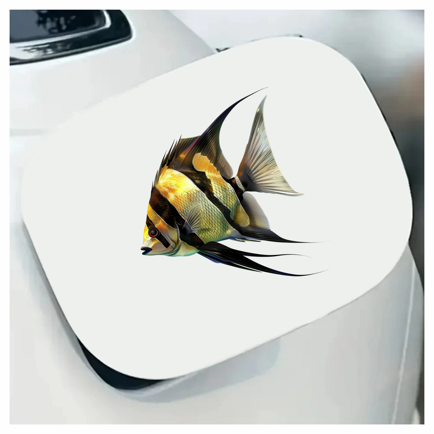 Yellow Fish Freshwater Angelfish Side Vinyl Sticker Decal