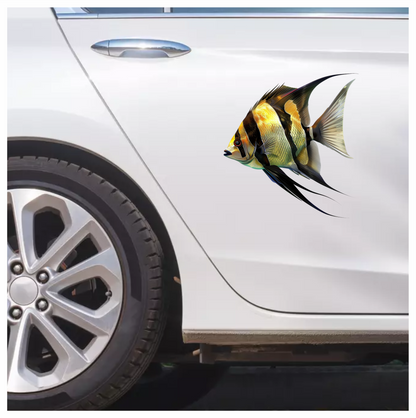 Yellow Fish Freshwater Angelfish Side Vinyl Sticker Decal