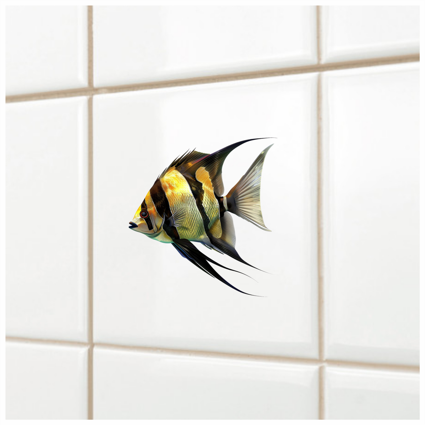 Yellow Fish Freshwater Angelfish Side Vinyl Sticker Decal