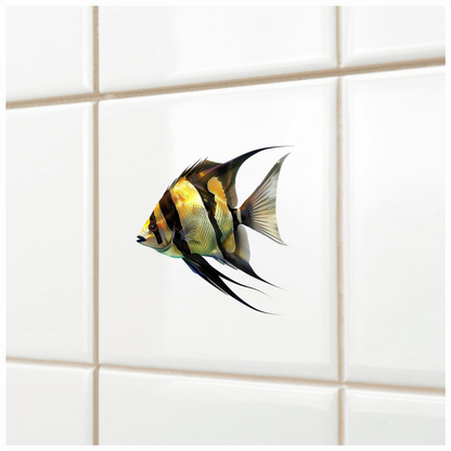 Yellow Fish Freshwater Angelfish Side Vinyl Sticker Decal