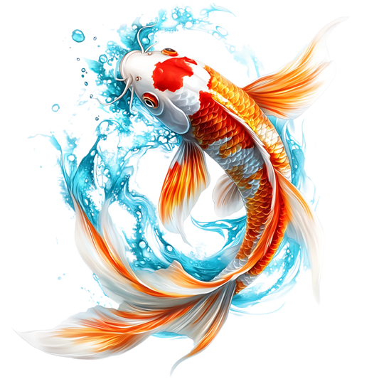 Orange White Koi Fish Water Splash Vinyl Sticker Decal