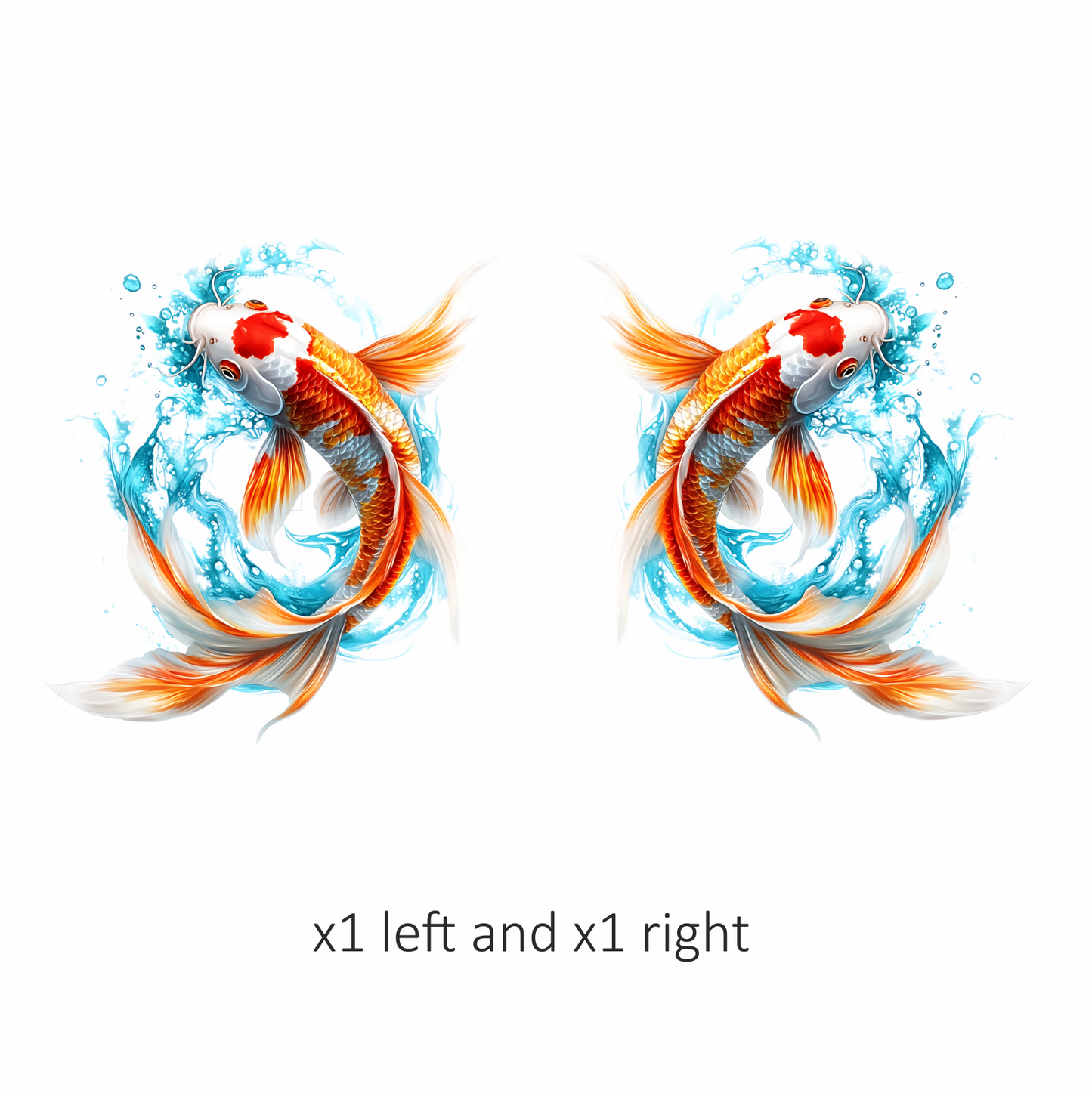 Orange White Koi Fish Water Splash Vinyl Sticker Decal