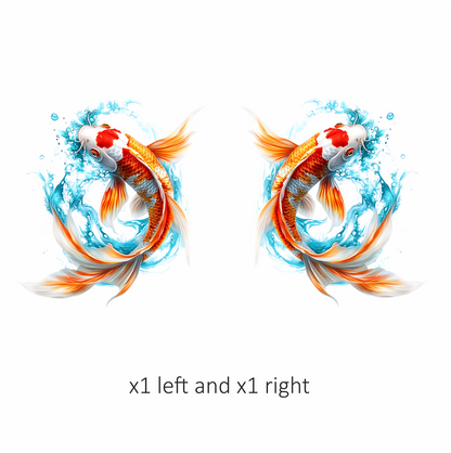 Orange White Koi Fish Water Splash Vinyl Sticker Decal