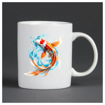 Orange White Koi Fish Water Splash Vinyl Sticker Decal