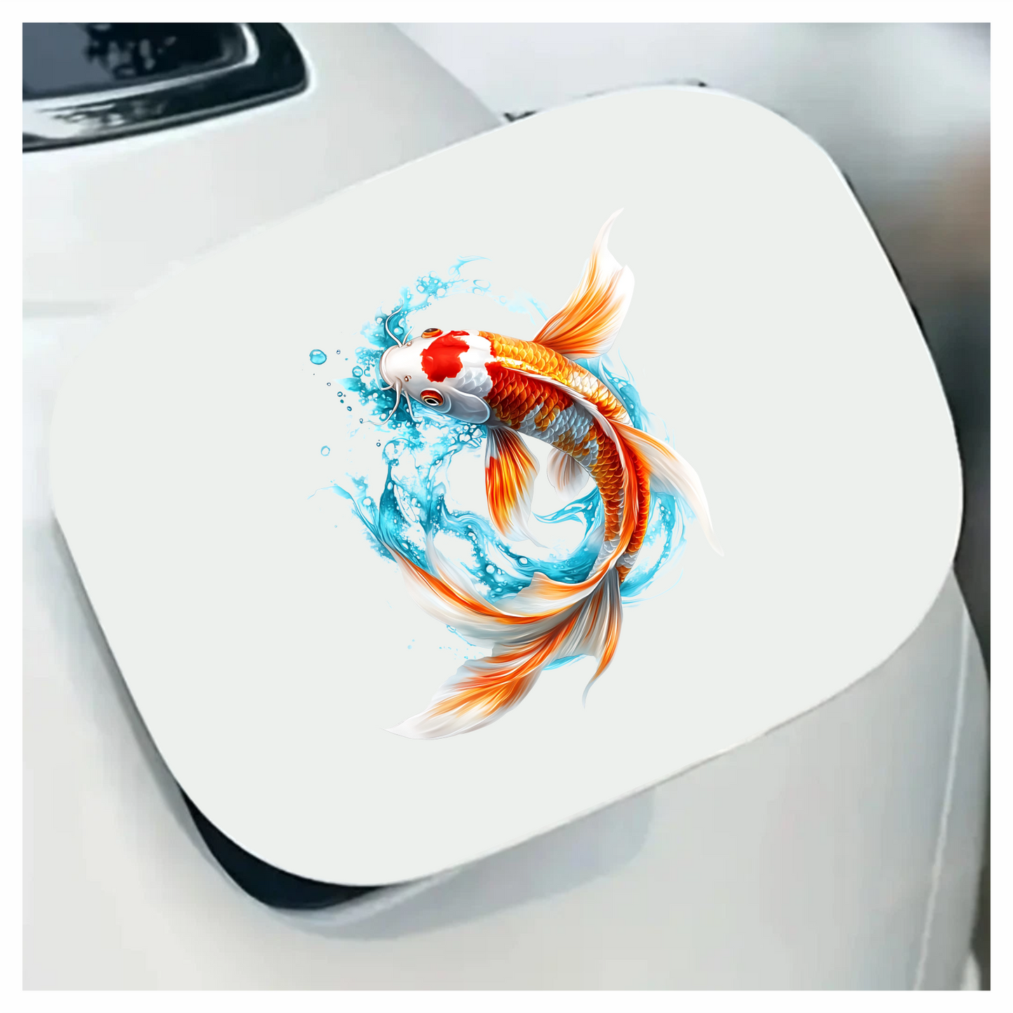 Orange White Koi Fish Water Splash Vinyl Sticker Decal