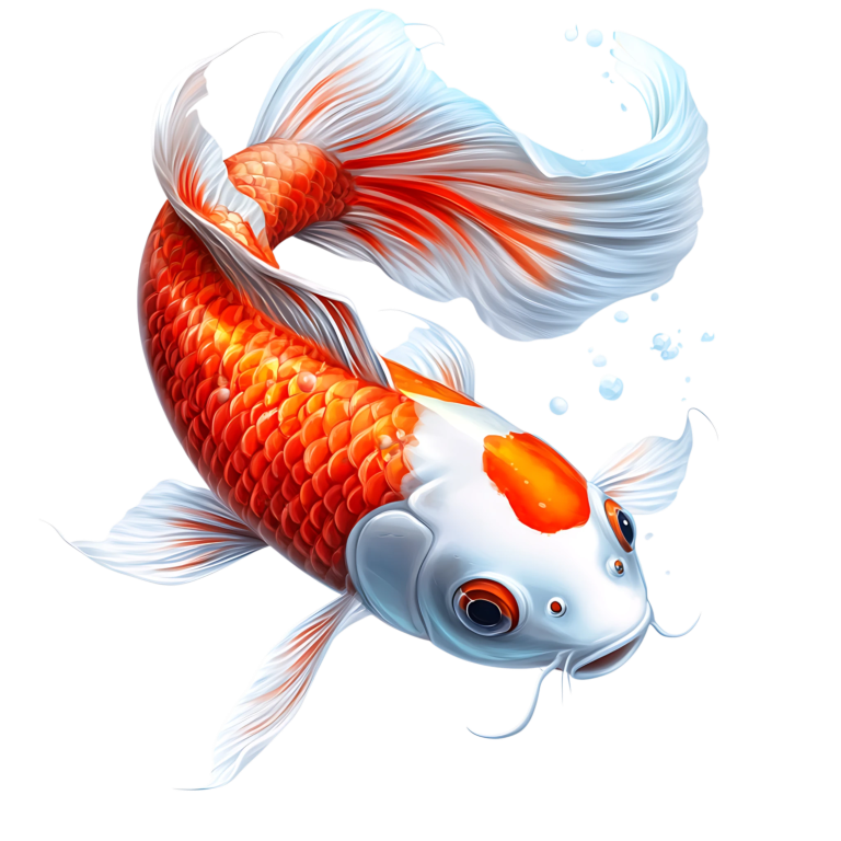 Orange White Koi Fish Swimming Vinyl Sticker Decal