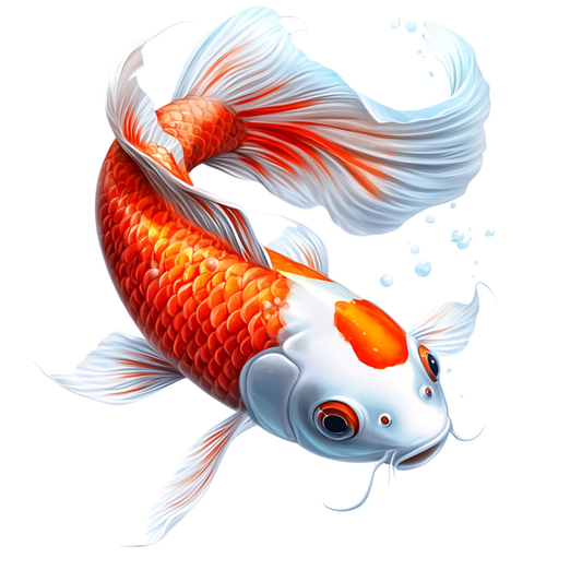 Orange White Koi Fish Swimming Vinyl Sticker Decal
