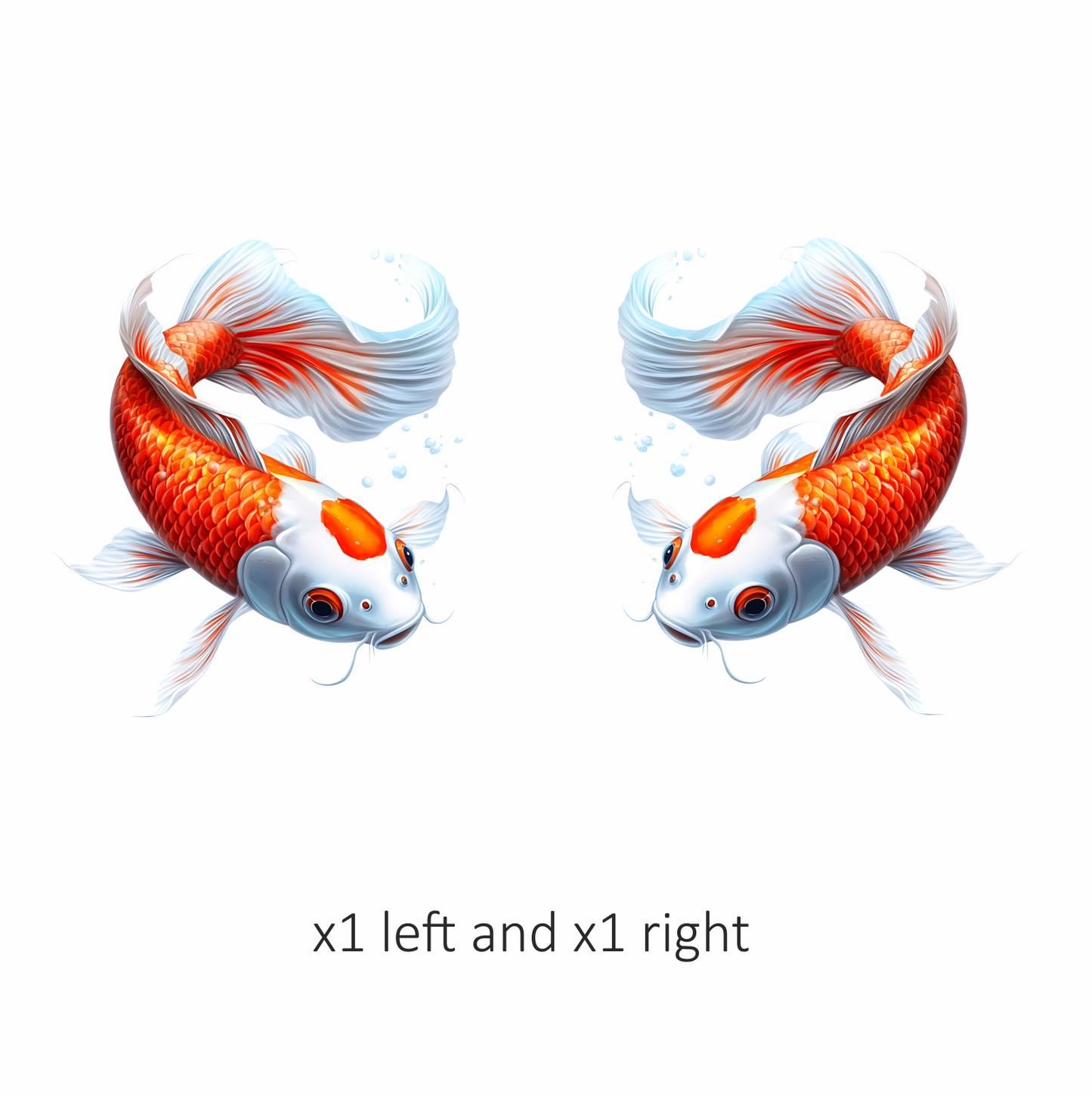 Orange White Koi Fish Swimming Vinyl Sticker Decal