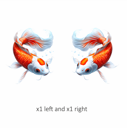 Orange White Koi Fish Swimming Vinyl Sticker Decal