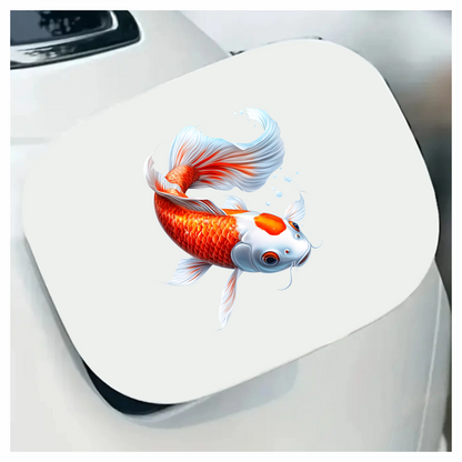 Orange White Koi Fish Swimming Vinyl Sticker Decal