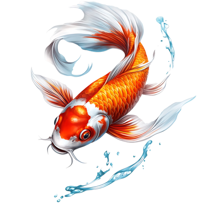 Orange Koi Fish Swimming Water Vinyl Sticker Decal