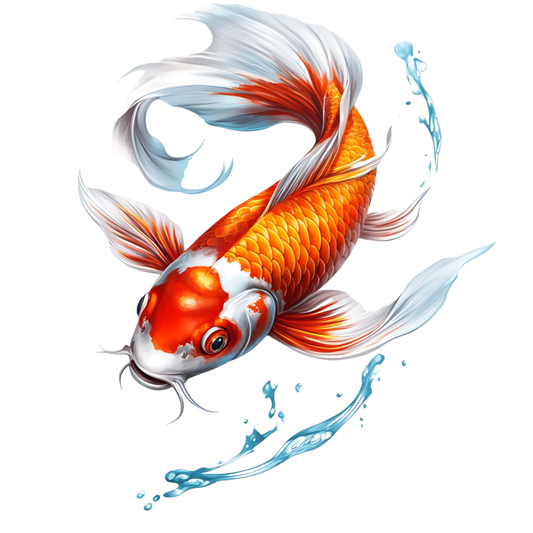 Orange Koi Fish Swimming Water Vinyl Sticker Decal
