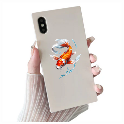Orange Koi Fish Swimming Water Vinyl Sticker Decal