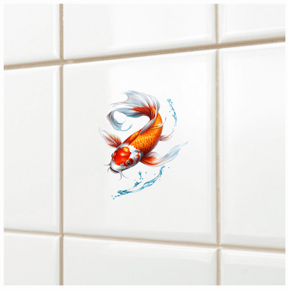 Orange Koi Fish Swimming Water Vinyl Sticker Decal