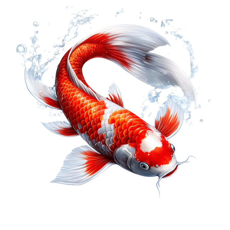 Red White Koi Fish Swimming Vinyl Sticker Decal