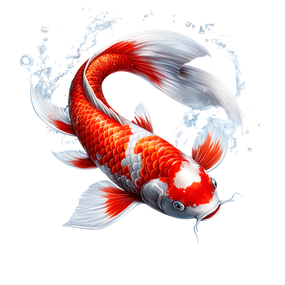 Red White Koi Fish Swimming Vinyl Sticker Decal