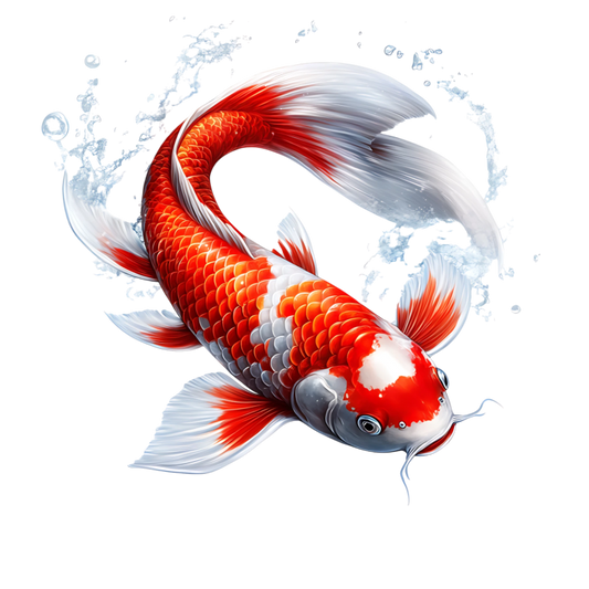 Red White Koi Fish Swimming Vinyl Sticker Decal