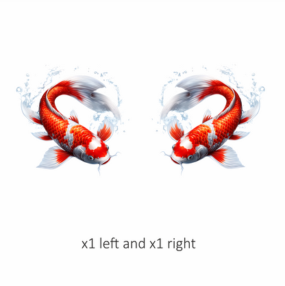 Red White Koi Fish Swimming Vinyl Sticker Decal