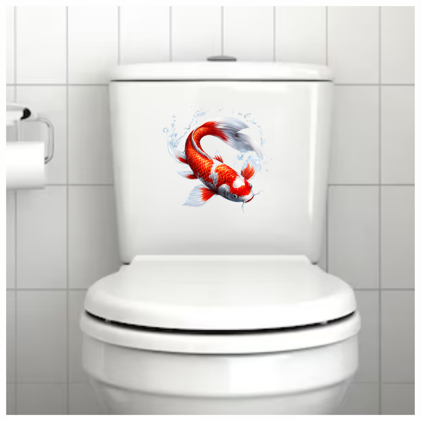 Red White Koi Fish Swimming Vinyl Sticker Decal