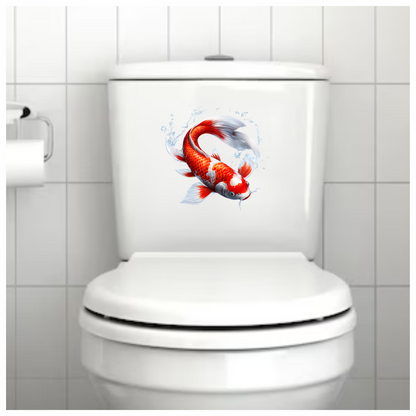 Red White Koi Fish Swimming Vinyl Sticker Decal