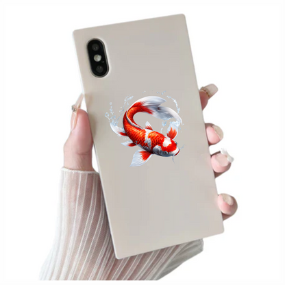 Red White Koi Fish Swimming Vinyl Sticker Decal