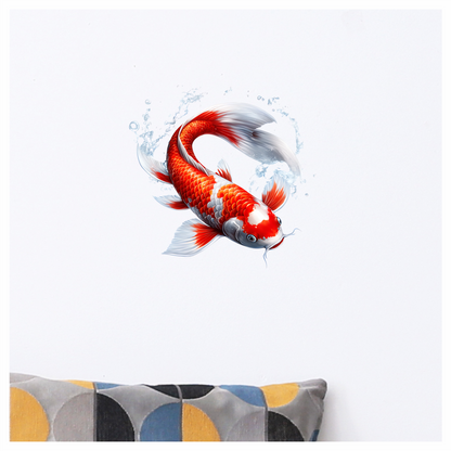 Red White Koi Fish Swimming Vinyl Sticker Decal