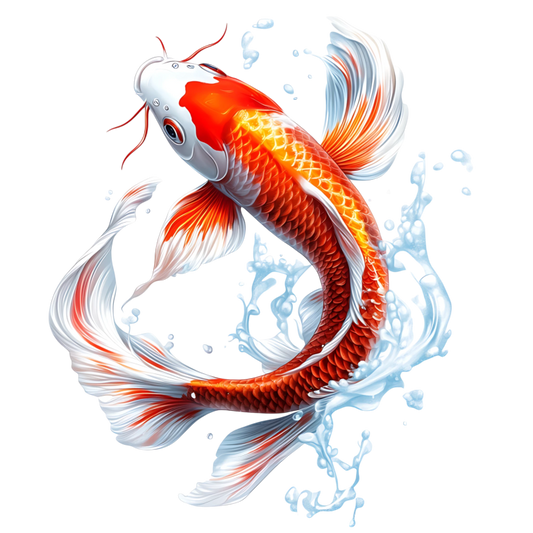 Red White Koi Fish Water Splash Vinyl Sticker Decal