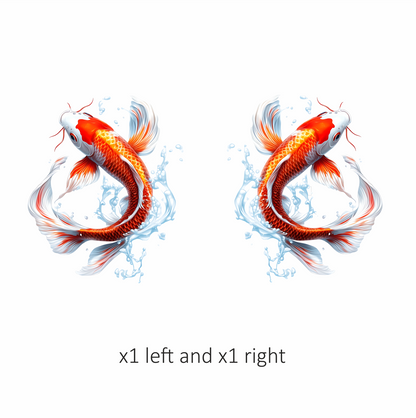 Red White Koi Fish Water Splash Vinyl Sticker Decal