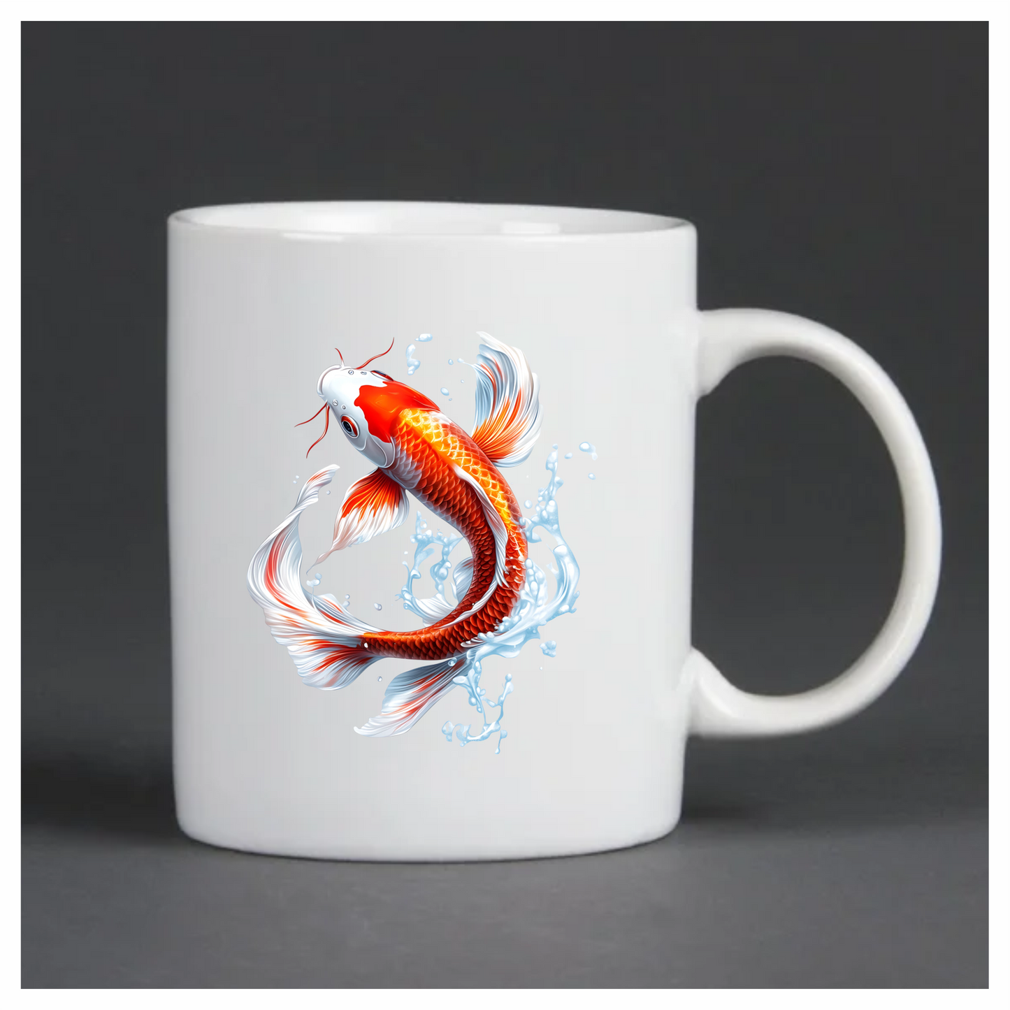 Red White Koi Fish Water Splash Vinyl Sticker Decal